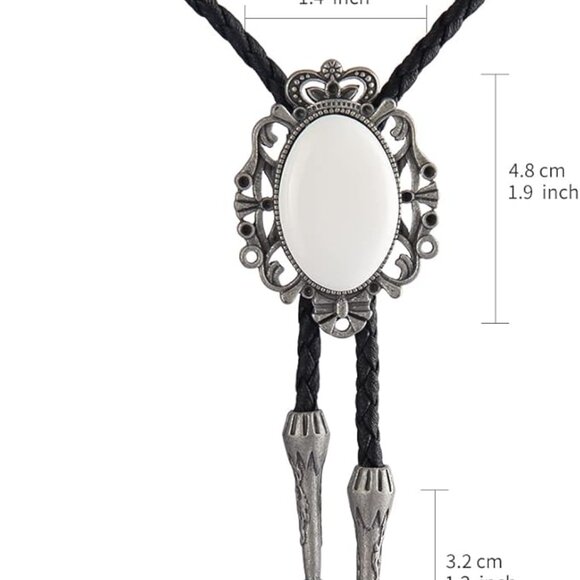 Men's Bolo Tie Cowboy Necklace Leather Necktie Western White Turquoise - Picture 7 of 7